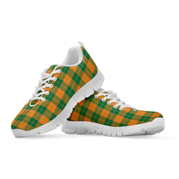 St Patrick’s Day Shoes, St. Patrick’s Day Stewart Plaid Print White Running Shoes, St Patrick’s Day Sneakers