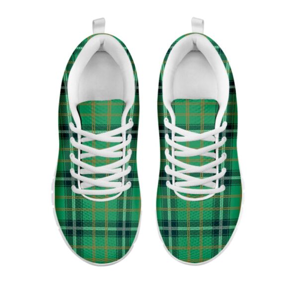St Patrick’s Day Shoes, St. Patrick’s Day Tartan Pattern Print White Running Shoes, St Patrick’s Day Sneakers
