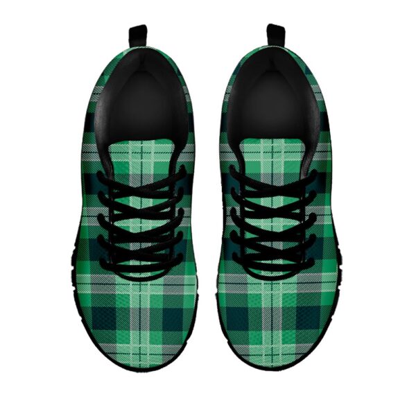 St Patrick’s Day Shoes, St. Patrick’s Day Tartan Print Black Running Shoes, St Patrick’s Day Sneakers