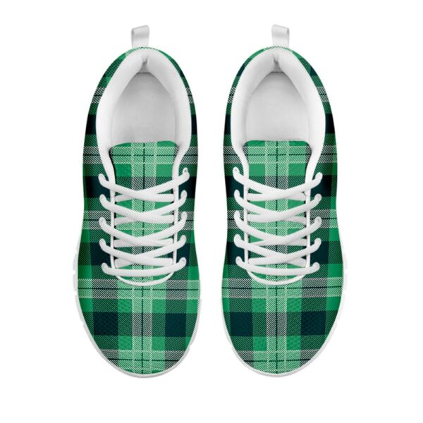 St Patrick’s Day Shoes, St. Patrick’s Day Tartan Print White Running Shoes, St Patrick’s Day Sneakers