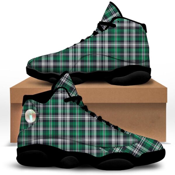 St Patrick’s Day Shoes, St. Patrick’s Day Tartan Shamrock Print Pattern Black Basketball Shoes, St Patrick’s Day Sneakers