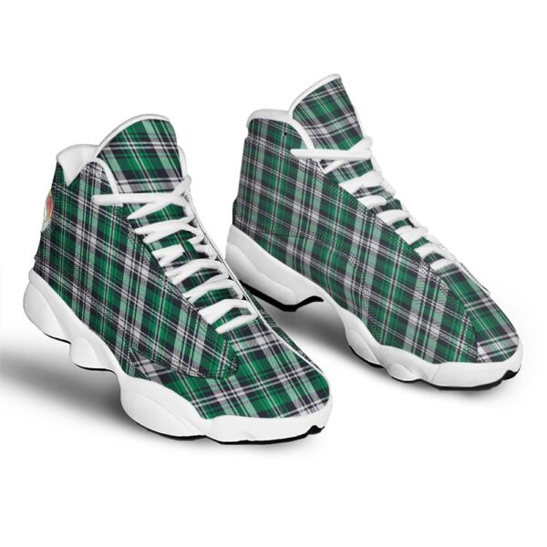 St Patrick’s Day Shoes, St. Patrick’s Day Tartan Shamrock Print Pattern White Basketball Shoes, St Patrick’s Day Sneakers