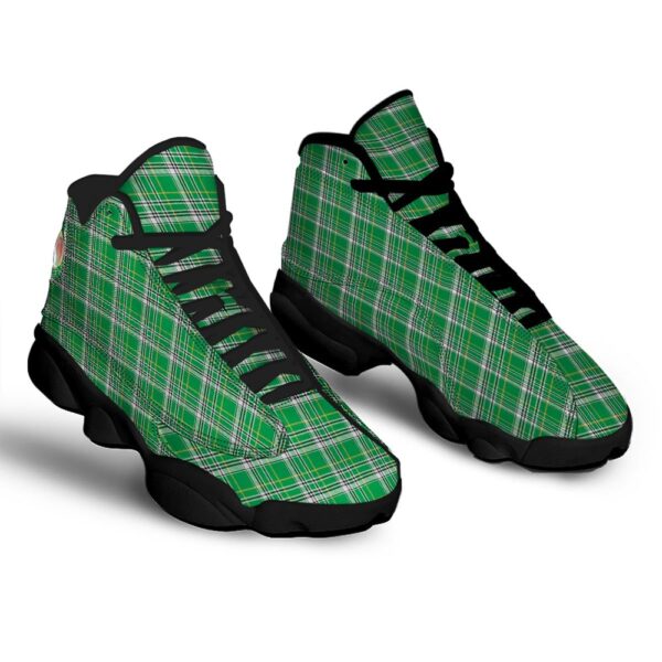 St Patrick’s Day Shoes, Stewart Plaid Saint Patrick’s Day Print Pattern Black Basketball Shoes, St Patrick’s Day Sneakers