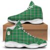 St Patrick’s Day Shoes, Stewart Plaid Saint Patrick’s Day Print Pattern White Basketball Shoes, St Patrick’s Day Sneakers