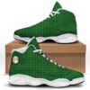 St Patrick’s Day Shoes, Tartan Saint Patrick’s Day Print White Basketball Shoes, St Patrick’s Day Sneakers