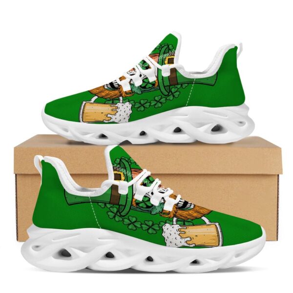 St Patrick’s Running Shoes, Beer And Clover St. Patrick’s Day Print White Running Shoes, St Patrick’s Day Shoes
