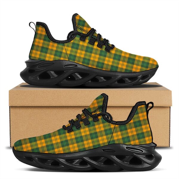St Patrick’s Running Shoes, Buffalo Plaid Saint Patrick’s Day Print Pattern Black Running Shoes, St Patrick’s Day Shoes