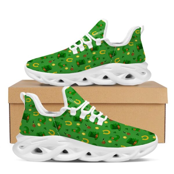 St Patrick’s Running Shoes, Celebration Saint Patrick’s Day Print Pattern White Running Shoes, St Patrick’s Day Shoes