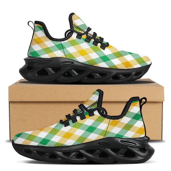 St Patrick’s Running Shoes, Patrick’s Day Irish Plaid Print Black Running Shoes, St Patrick’s Day Shoes