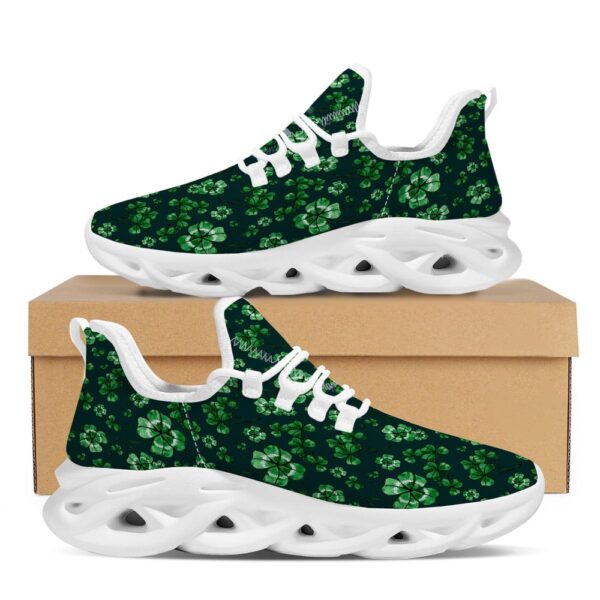 St Patrick’s Running Shoes, Patrick’s Day Watercolor Saint Print Pattern White Running Shoes, St Patrick’s Day Shoes