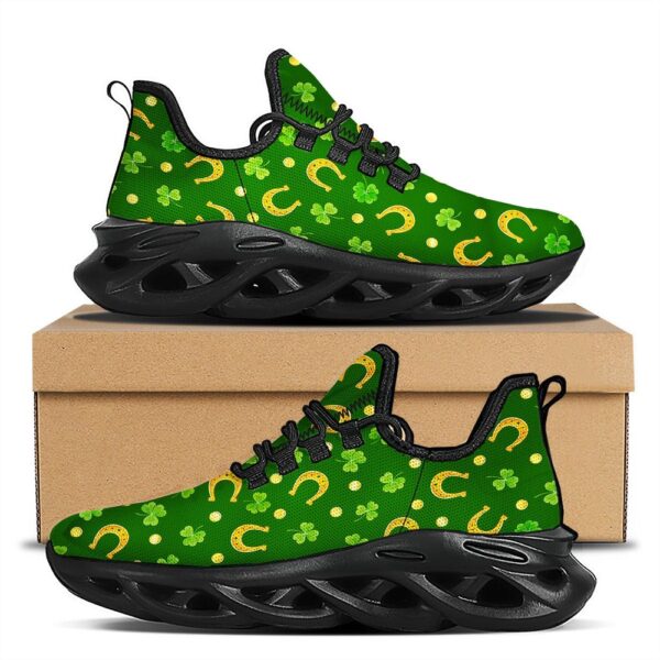 St Patrick’s Running Shoes, Saint Patrick’s Day Irish Print Pattern Black Running Shoes, St Patrick’s Day Shoes