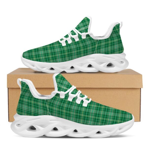 St Patrick’s Running Shoes, Scottish Plaid St. Patrick’s Day Print Pattern White Running Shoes, St Patrick’s Day Shoes