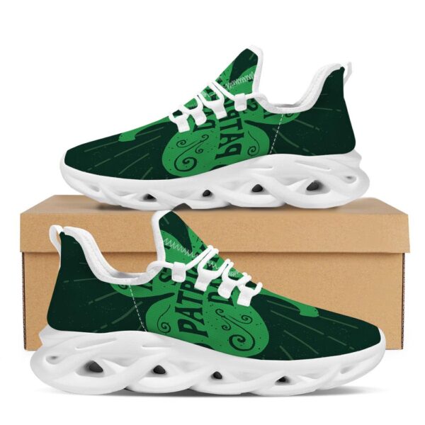 St Patrick’s Running Shoes, St. Patrick’s Day Irish Clover Print White Running Shoes, St Patrick’s Day Shoes