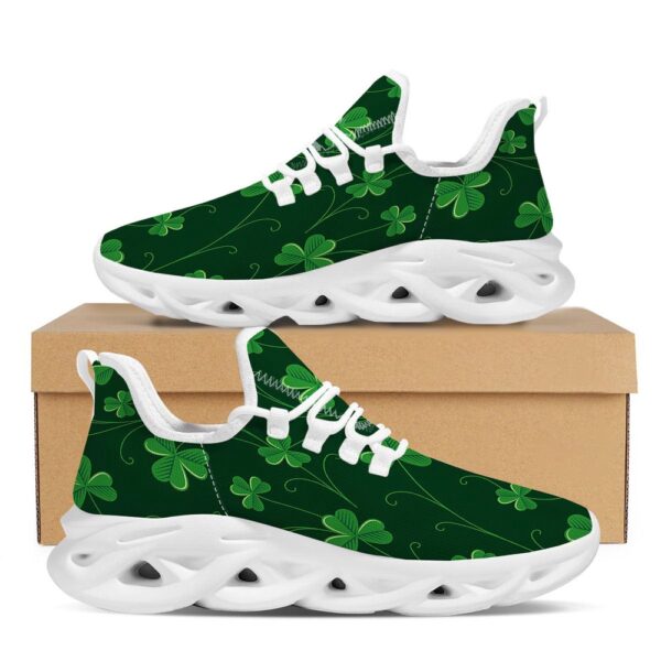 St Patrick’s Running Shoes, St. Patrick’s Day Irish Leaf Print White Running Shoes, St Patrick’s Day Shoes