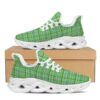 St Patrick’s Running Shoes, St. Patrick’s Day Irish Plaid Print White Running Shoes, St Patrick’s Day Shoes