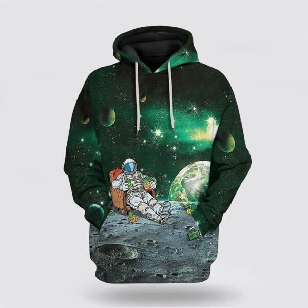 St Patricks Day Astronaut Drinking Beer Over Print 3D Hoodie, St Patricks Day Shirts