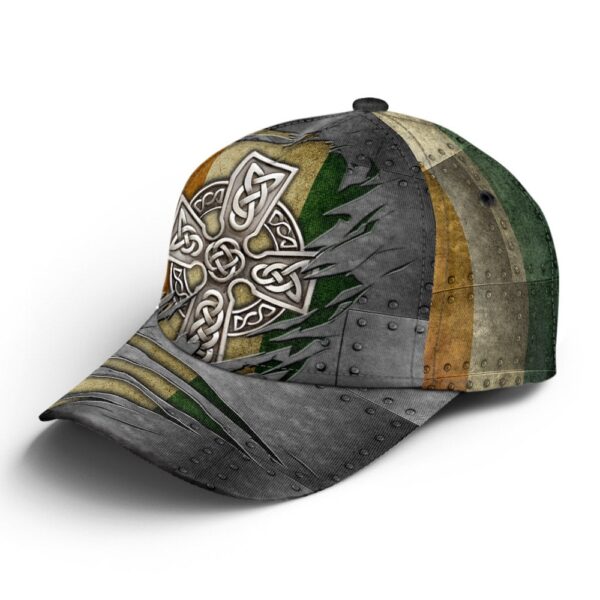 St Patricks Day Baseball Cap, Celtic Cross Ireland Flag Crack Metal Irish Baseball Cap Sports Adjustable Hat St. Patrick’s Day Gift