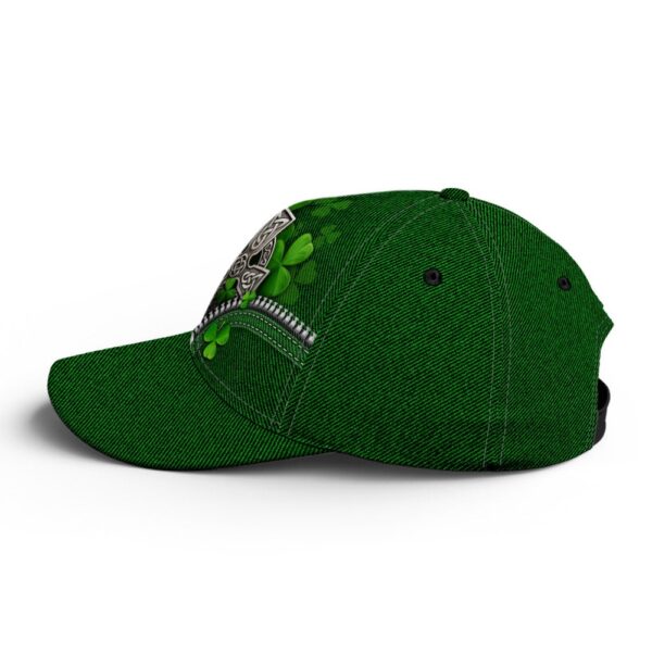 St Patricks Day Baseball Cap, Celtic Cross Shamrock Zipper Green Baseball Cap Sports Adjustable Hat Irish Gift St. Patrick’s Day