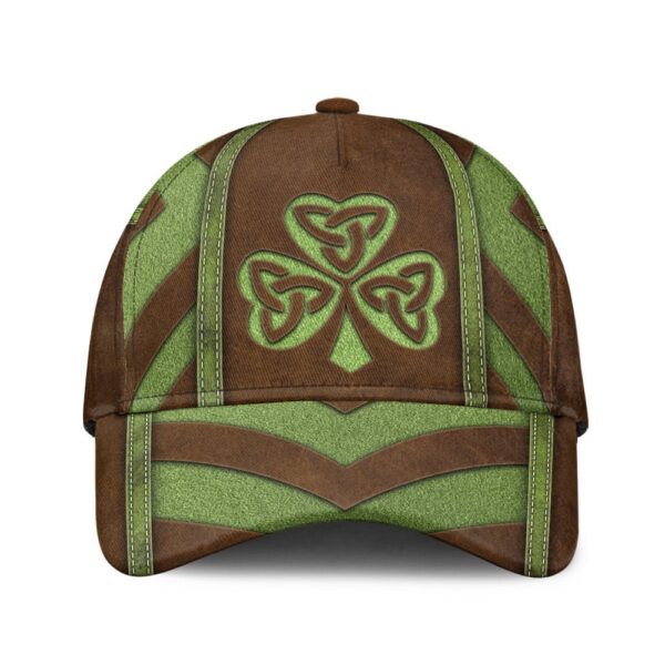 St Patricks Day Baseball Cap, Celtic Shamrock Cut-Off Leather Pattern Irish Baseball Cap Sports Adjustable Hat St. Patrick’s Day Gift