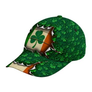 St Patricks Day Baseball Cap Ireland Cracked Shamrock Pattern Irish Baseball Cap Sports Adjustable Hat St. Patrick s Day Gift 2 ftznam.jpg