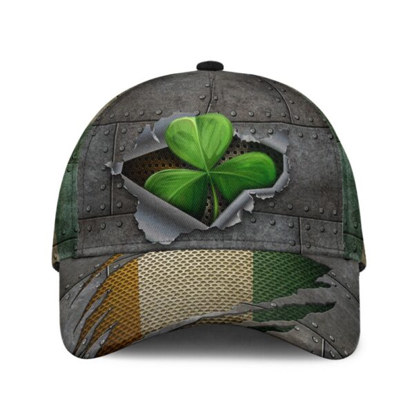 St Patricks Day Baseball Cap, Irish Shamrock Ireland Flag Hole Metal Irish Baseball Cap Sports Adjustable Hat St. Patrick’s Day Gift
