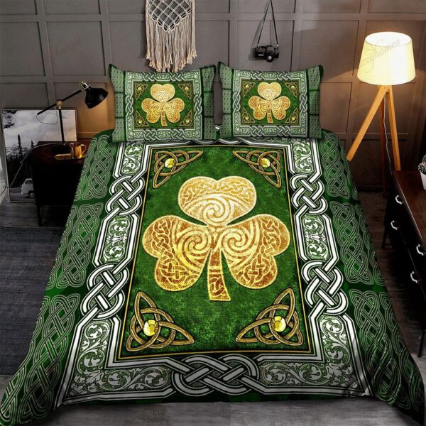 St Patricks Day Bedding Set, Celtic Shamrock Symbol Bedding Set St Patrick’s Day Proud Irish Lucky