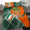 St Patricks Day Bedding Set, Ireland Flag Shamrock Celtic Pattern Bedding Set St Patrick’s Day