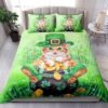 St Patricks Day Bedding Set, Little Kitty Gold Coin Irish Culture Shamrock Bedding Set St Patrick’s Day