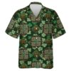 St Patricks Day Hawaiian Shirt, Golden Four-leaf Clover Printed Unisex Hawaiian Shirts