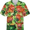 St Patricks Day Hawaiian Shirt, St.patrick’s Day Shamrock And Cow Pattern Aloha Hawaiian Shirt, Casual Printed Beach Summer Shirt
