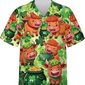 St Patricks Day Hawaiian Shirt St.patrick s Day Shamrock And Cow Pattern Aloha Hawaiian Shirt Casual Printed Beach Summer Shirt 1 dgxjjq.jpg