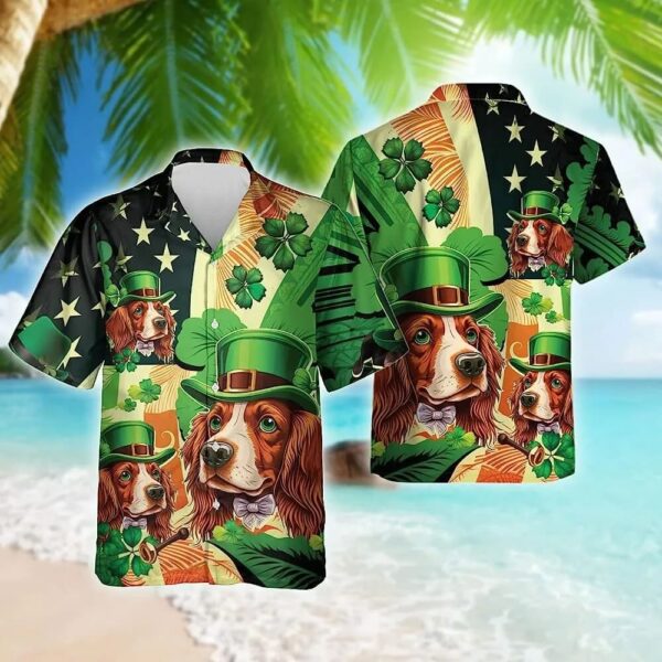 St Patricks Day Hawaiian Shirt, Vintage Patrick Dog Hawaiian Shirt, St. Patrick’s Day Aloha Shirt, Hawaiian Style Shirt