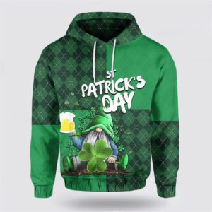 St Patricks Day Hoodie Gnome Drinking…