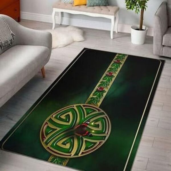 St Patricks Day Rug, Celtic Christmas Floor Mat Celtic Symbols Rug St Patrick’s Day Carpet Green Carpet Home Decoration
