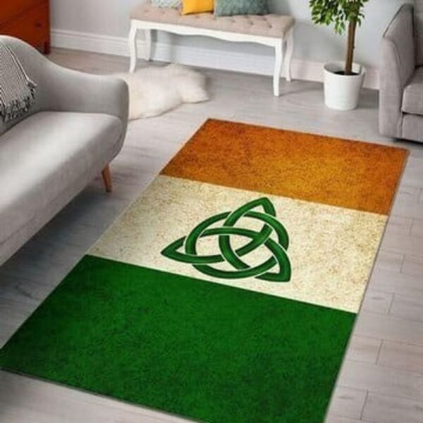 St Patricks Day Rug, Celtic Knot Embroidery Rug Irish Celtic Carpet Ireland Flag Rug Vintage Style Carpet Home Decoration