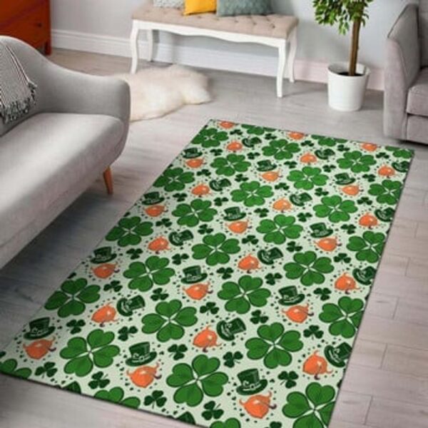 St Patricks Day Rug, Clover Pattern Rug Irish Cartoon Pattern Carpet St Patrick’s Day Carpet Irish Home Decoration