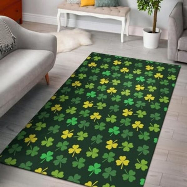 St Patricks Day Rug, Clover Pattern Rug St Patrick’s Day Carpet Green Irish Leaf Floor Mat Home Decoration
