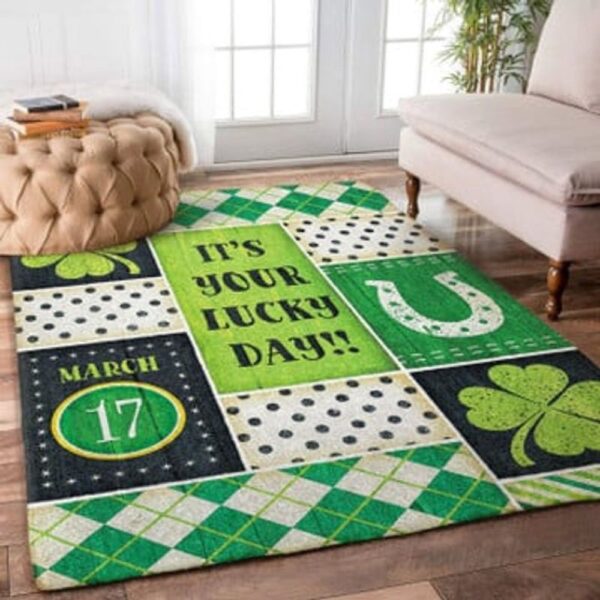 St Patricks Day Rug, It’s Your Lucky Day Rug Happy St Patrick’s Day Carpet Irish Vintage Carpet Home Decorations