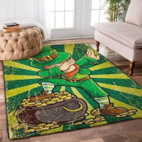 St Patricks Day Rug, St Patrick’s Day Carpet St Patrick’s Day Dabbing Leprechaun Rug Vintage Art Floor Mat Home Decoration