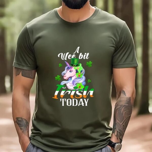 St Patricks Day T Shirt, A Wee Bit Irish Today Unicorn St Patrick’s Day T-Shirt, Funny St Patricks Day Shirts