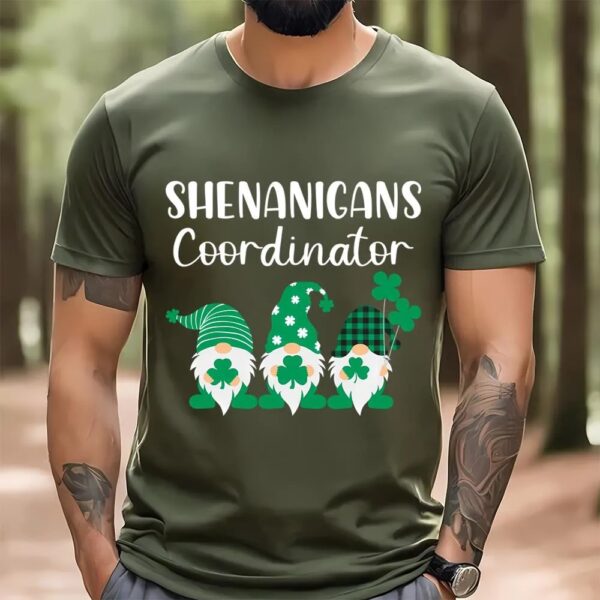 St Patricks Day T Shirt, Gnomes Shenanigans Coordinator Funny St Patricks Day T-Shirt, Funny St Patricks Day Shirts