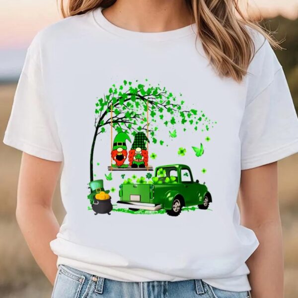 St Patricks Day T Shirt, Green Gnomes Truck Shamrock Happy Saint Patrick’s Day Shirt T-Shirt, Funny St Patricks Day Shirts