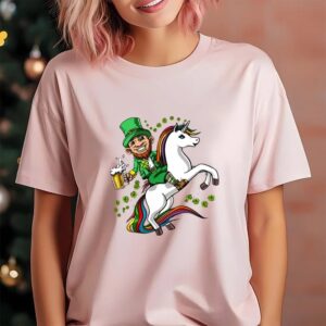 St Patricks Day T Shirt Leprechaun Riding Unicorn St Patricks Day T Shirt Funny St Patricks Day Shirts 4 p71tby.jpg