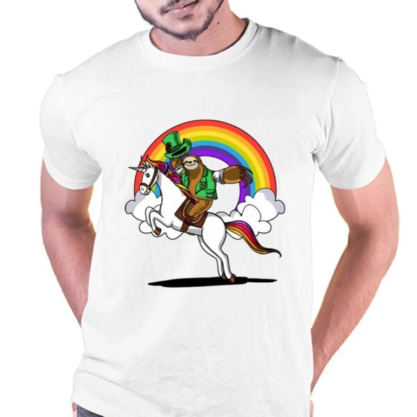 St Patricks Day T Shirt, Leprechaun Sloth Riding Unicorn St Patricks Day Irish T-Shirt, Funny St Patricks Day Shirts