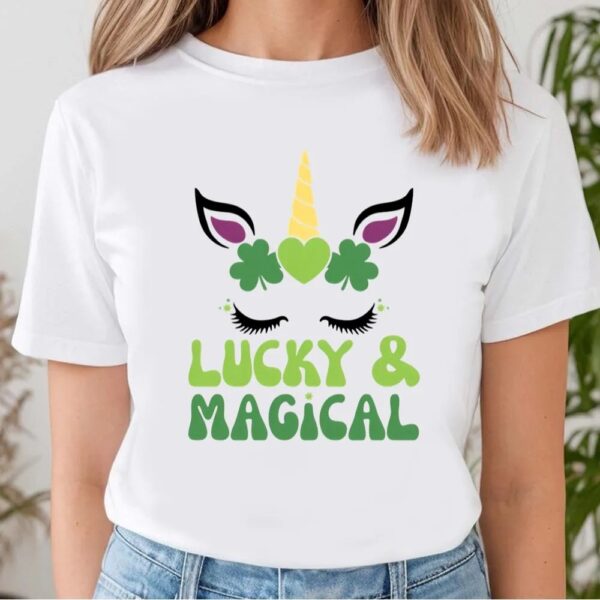 St Patricks Day T Shirt, Lucky And Magical St Patrick’s Day Unicorn T-Shirt, Funny St Patricks Day Shirts