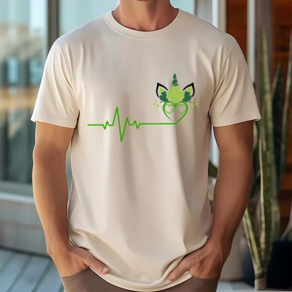 St Patricks Day T Shirt, St Patricks Day Heartbeat Unicorn T-shirt, Funny St Patricks Day Shirts