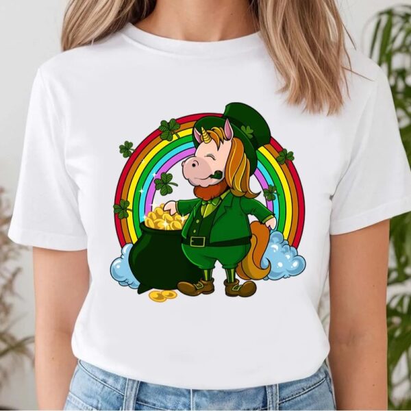St Patricks Day T Shirt, Unicorn Leprechaun St Patricks Unicorn T-Shirt, Funny St Patricks Day Shirts