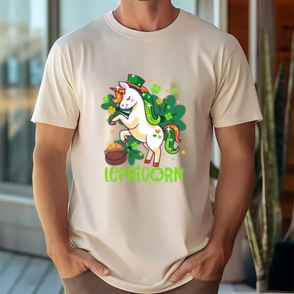 St Patricks Day T Shirt, Unicorn Lepricorn St Patricks Day Leprechauns Girls Women T-Shirt, Funny St Patricks Day Shirts
