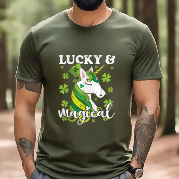 St Patricks Day T Shirt, Unicorn Magical St Patricks Day Lepricorn Girl Shirt, Funny St Patricks Day Shirts