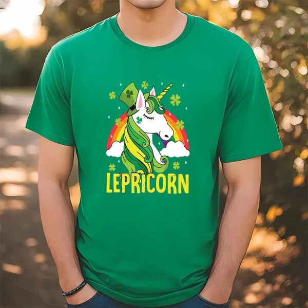 St Patricks Day T Shirt, Unicorn Magical St Patricks Day Lepricorn Girl Women T-Shirt, Funny St Patricks Day Shirts
